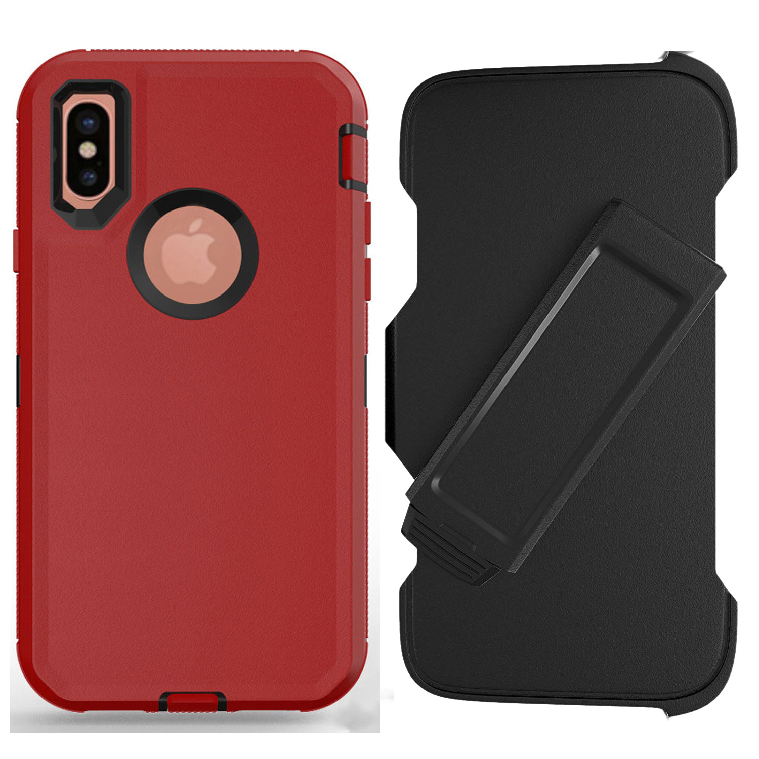 iPHONE Xs Max Armor Robot Case with Clip (Red Black)